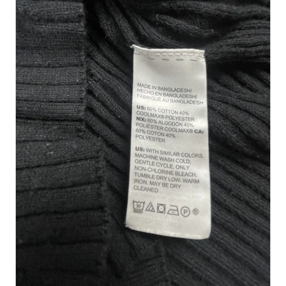 CHICOS BLACK RIBBED TURTLENECK SWEATER WOMENS SIZE 0 US SMALL COOLMAX KNIT